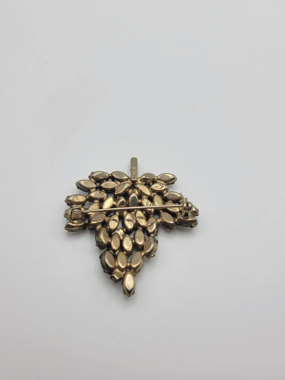Vinyate Silver Crystal Cluster Leaf Brooch